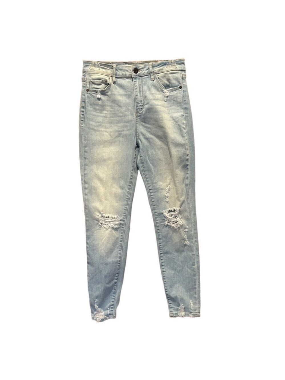 Hidden Light Wash Distressed Slim Cut High Rise Denim Jeans Size 27
